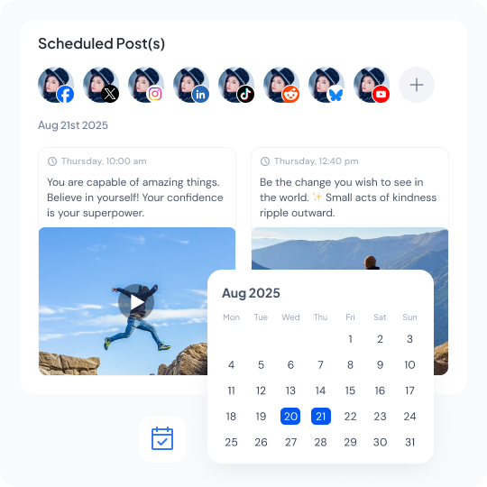 Schedule content across platforms in minutes